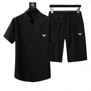 emporio armani manche courte survetement grandes marques  shirt and short sets ea2021 noir